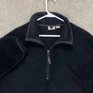 Vintage Woolrich Men's L Black 1/4 Zip Pullover Fleece Polartec Made in USA EUC